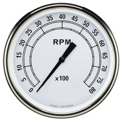 Classic White 4 5_8_ Tachometer CW71SLF